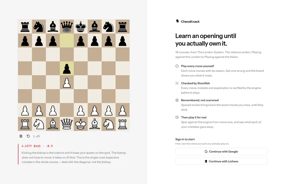 Screenshot of ChessKnack