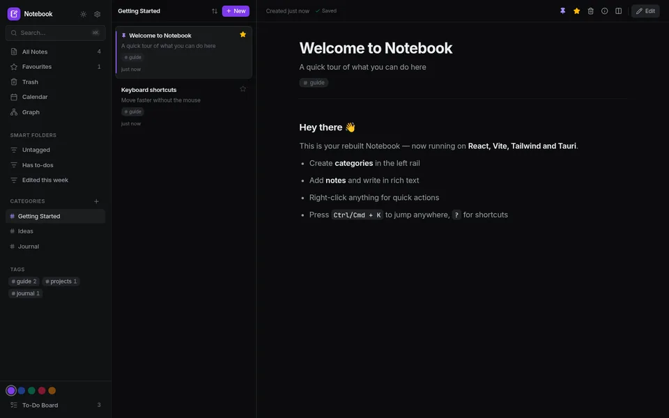 Screenshot of Notebook
